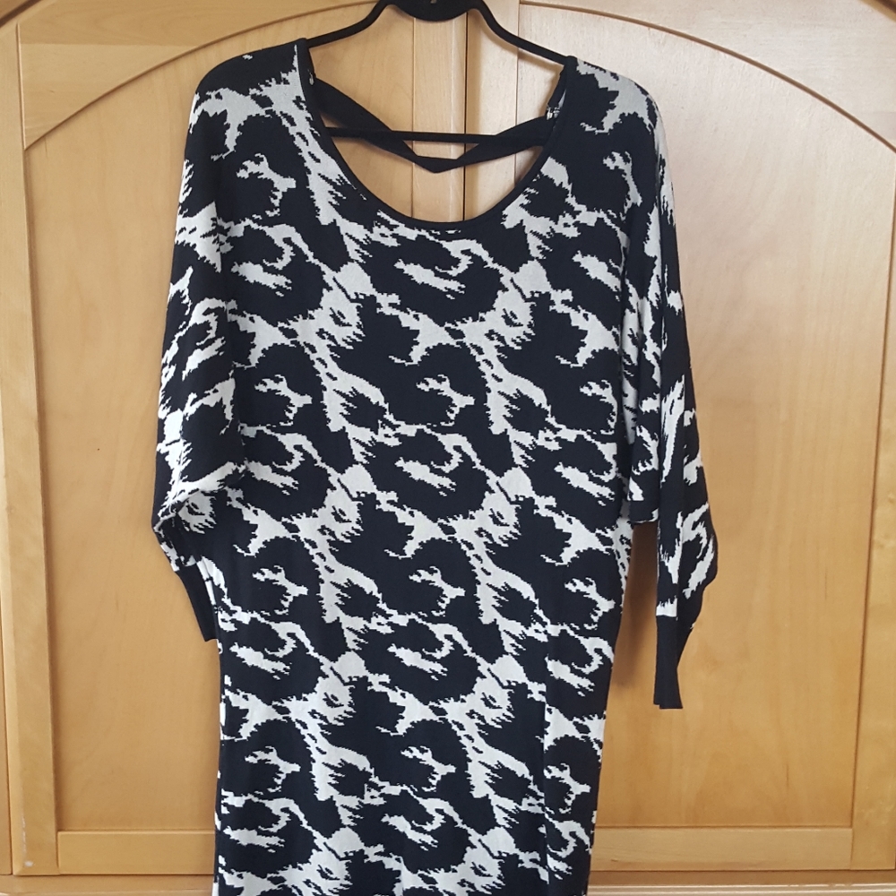 Houndstooth backless sweater dress betsey johnson